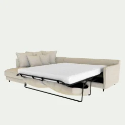 Canapé En Tissu|Canapé 4 Places*alinea Canapé d'angle gauche convertible en tissu mixte - alpilles Beige