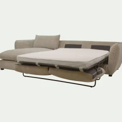 Canapé 5 Places|Canapé Convertible*alinea Canapé d'angle gauche convertible en tissu Nature - Beige