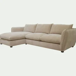 Canapé 5 Places|Canapé Convertible*alinea Canapé d'angle gauche convertible en tissu Nature - Beige