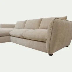 Canapé 5 Places|Canapé Convertible*alinea Canapé d'angle gauche convertible en tissu Nature - Beige