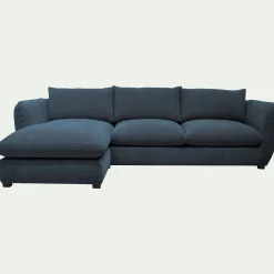 Canapé 5 Places|Canapé Convertible*alinea Canapé d'angle gauche convertible en tissu Nature - Bleu