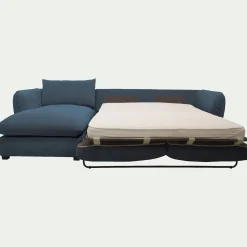 Canapé 5 Places|Canapé Convertible*alinea Canapé d'angle gauche convertible en tissu Nature - Bleu