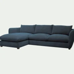 Canapé 5 Places|Canapé Convertible*alinea Canapé d'angle gauche convertible en tissu Nature - Bleu