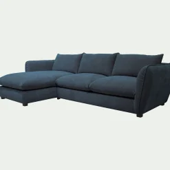 Canapé 5 Places|Canapé Convertible*alinea Canapé d'angle gauche convertible en tissu Nature - Bleu