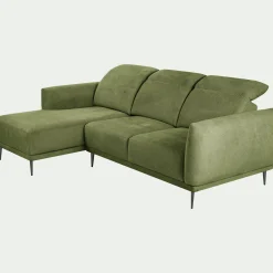 Canapé En Tissu|Canapé 3 Places*alinea Canapé d'angle gauche fixe en tissu memphis avec fonction avance-recul - cèdre Vert
