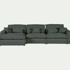 Canapé 5 Places|Canapé Fixe*alinea Canapé d'angle gauche fixe en tissu chenille Benjo - bleu calaluna