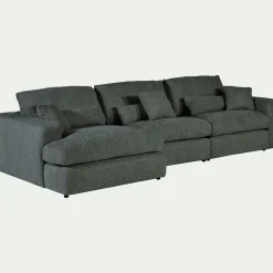 Canapé 5 Places|Canapé Fixe*alinea Canapé d'angle gauche fixe en tissu chenille Benjo - bleu calaluna