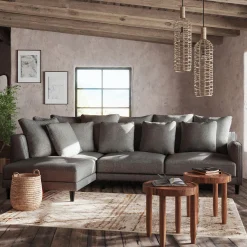 Canapé En Tissu|Canapé 4 Places*alinea Canapé d'angle gauche fixe en tissu joint - restanque Gris