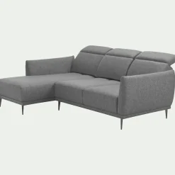Canapé 3 Places|Canapé D'Angle*alinea Canapé d'angle gauche fixe en tissu avec fonction avance-recul - restanque Gris
