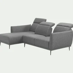 Canapé 3 Places|Canapé D'Angle*alinea Canapé d'angle gauche fixe en tissu avec fonction avance-recul - restanque Gris