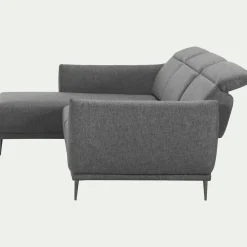 Canapé 3 Places|Canapé D'Angle*alinea Canapé d'angle gauche fixe en tissu avec fonction avance-recul - restanque Gris
