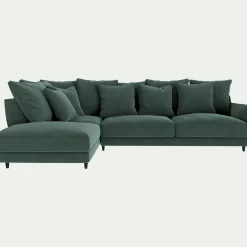 Canapé En Tissu|Canapé 5 Places*alinea Canapé d'angle gauche fixe en tissu velvet - sauge Vert