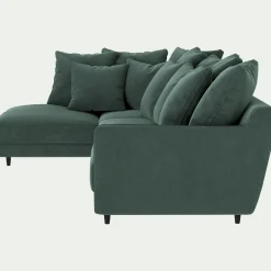 Canapé En Tissu|Canapé 5 Places*alinea Canapé d'angle gauche fixe en tissu velvet - sauge Vert