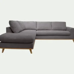 Canapé 5 Places|Canapé Fixe*alinea Canapé d'angle gauche fixe en tissu Crown - restanque Gris