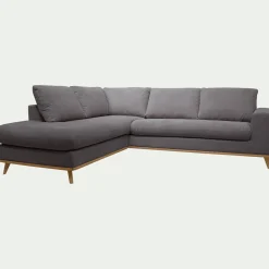 Canapé 5 Places|Canapé Fixe*alinea Canapé d'angle gauche fixe en tissu Crown - restanque Gris
