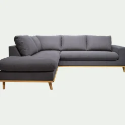 Canapé 5 Places|Canapé D'Angle*alinea Canapé d'angle gauche fixe en tissu Cosmo - anthracite Gris