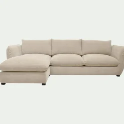 Canapé 5 Places|Canapé Fixe*alinea Canapé d'angle gauche fixe en tissu Nature - écru Blanc
