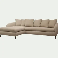Canapé 4 Places|Canapé Fixe*alinea Canapé d'angle gauche fixe en tissu doux tramé - Beige