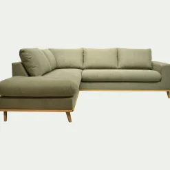 Canapé En Tissu|Canapé 5 Places*alinea Canapé d'angle gauche fixe en tissu Cosmo - kaki Vert