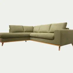 Canapé En Tissu|Canapé 5 Places*alinea Canapé d'angle gauche fixe en tissu Cosmo - kaki Vert