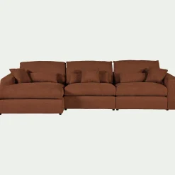 Canapé 5 Places|Canapé Fixe*alinea Canapé d'angle gauche fixe en tissu chenille Benjo - brun rustrel