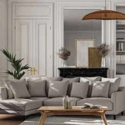 Canapé En Tissu|Canapé 4 Places*alinea Canapé d'angle gauche fixe en tissu monclar - taupe Gris