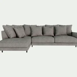 Canapé En Tissu|Canapé 4 Places*alinea Canapé d'angle gauche fixe en tissu monclar - taupe Gris
