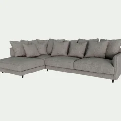 Canapé En Tissu|Canapé 4 Places*alinea Canapé d'angle gauche fixe en tissu monclar - taupe Gris