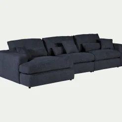 Canapé 5 Places|Canapé Fixe*alinea Canapé d'angle gauche fixe en tissu chenille Benjo - bleu marine