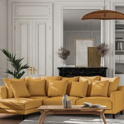 Canapé En Tissu|Canapé 4 Places*alinea Canapé d'angle gauche fixe en tissu monclar- argan Jaune