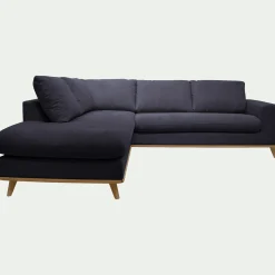 Canapé 5 Places|Canapé Fixe*alinea Canapé d'angle gauche fixe en tissu Crown - calabrun Bleu