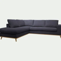 Canapé 5 Places|Canapé Fixe*alinea Canapé d'angle gauche fixe en tissu Crown - calabrun Bleu