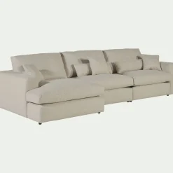 Canapé En Tissu|Canapé 5 Places*alinea Canapé d'angle gauche fixe en tissu bouclette dasco - écru Blanc