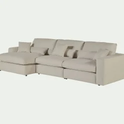 Canapé En Tissu|Canapé 5 Places*alinea Canapé d'angle gauche fixe en tissu bouclette dasco - écru Blanc