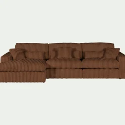 Canapé 5 Places|Canapé Fixe*alinea Canapé d'angle gauche fixe en tissu côtelé bita - brun rustrel Marron