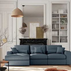 Canapé 5 Places|Canapé Fixe*alinea Canapé d'angle gauche fixe en tissu bouclette dasco - Bleu