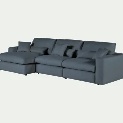 Canapé 5 Places|Canapé Fixe*alinea Canapé d'angle gauche fixe en tissu bouclette dasco - Bleu