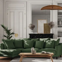 Canapé En Tissu|Canapé 4 Places*alinea Canapé d'angle gauche fixe en tissu monclar - cèdre Vert