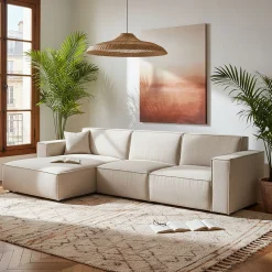 Canapé En Tissu|Canapé 3 Places*alinea Canapé d'angle gauche fixe en tissu genesis - Beige