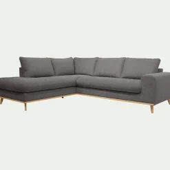Canapé 5 Places|Canapé D'Angle*alinea Canapé d'angle gauche fixe en tissu Storm - moyen Gris