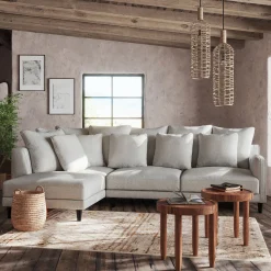 Canapé En Tissu|Canapé 4 Places*alinea Canapé d'angle gauche fixe en tissu joint - borie Gris