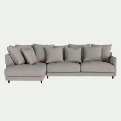 Canapé En Tissu|Canapé 4 Places*alinea Canapé d'angle gauche fixe en tissu joint - borie Gris