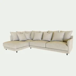 Canapé En Tissu|Canapé 4 Places*alinea Canapé d'angle gauche fixe en tissu mixte - alpilles Beige