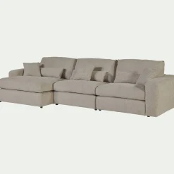 Canapé En Tissu|Canapé 5 Places*alinea Canapé d'angle gauche fixe en tissu chenille Benjo - roucas Beige