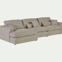 Canapé En Tissu|Canapé 5 Places*alinea Canapé d'angle gauche fixe en tissu chenille Benjo - roucas Beige