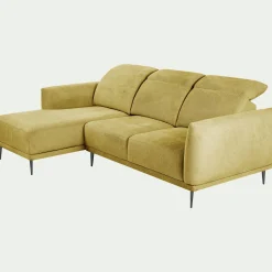 Canapé Fixe|Canapé D'Angle*alinea Canapé d'angle gauche fixe en tissu memphis avec fonction avance-recul - argan Jaune