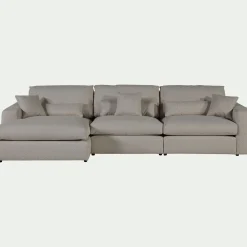 Canapé 5 Places|Canapé Fixe*alinea Canapé d'angle gauche fixe en tissu bouclette dasco - clair Gris