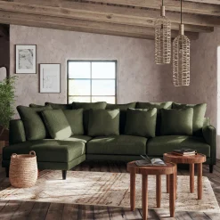 Canapé En Tissu|Canapé 4 Places*alinea Canapé d'angle gauche fixe en tissu joint - cèdre Vert