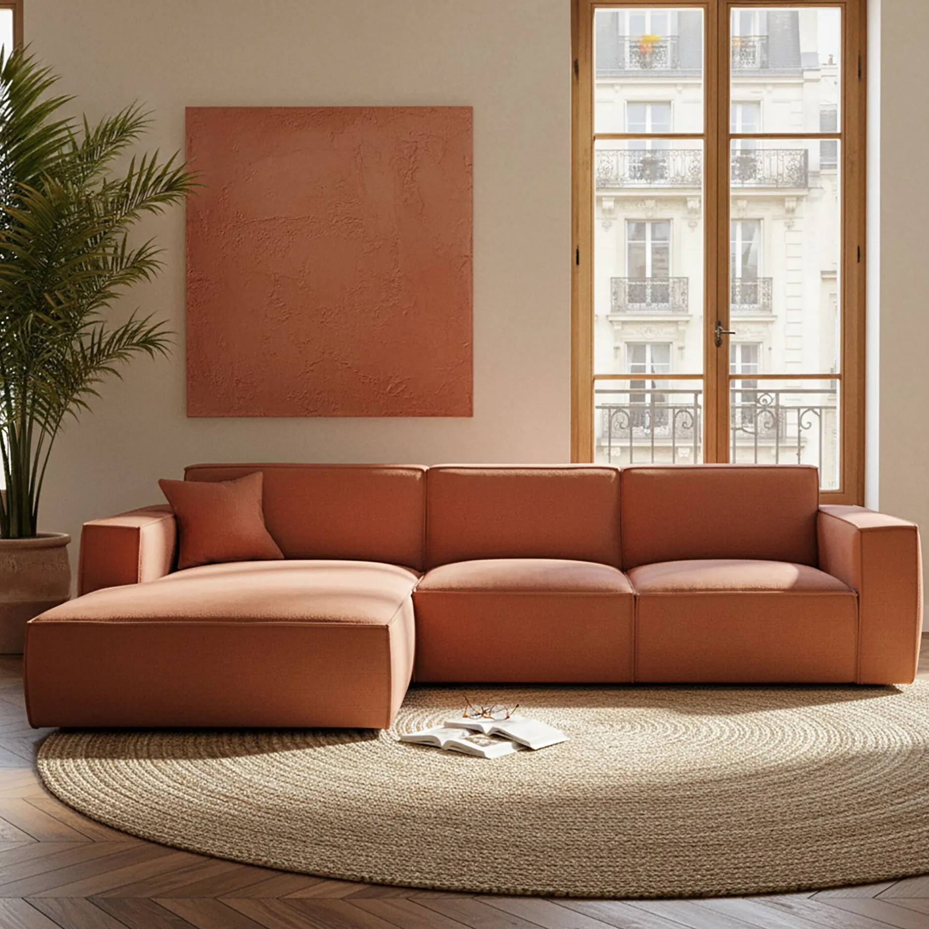 Canapé En Tissu|Canapé D'Angle*alinea Canapé d'angle gauche fixe en tissu genesis - Brun rustrel