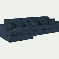 Canapé 5 Places|Canapé Fixe*alinea Canapé d'angle gauche fixe en tissu côtelé bita - calabrun Bleu